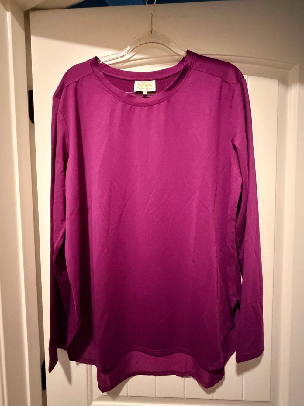 Long-Sleeve Crewneck Top in Purple